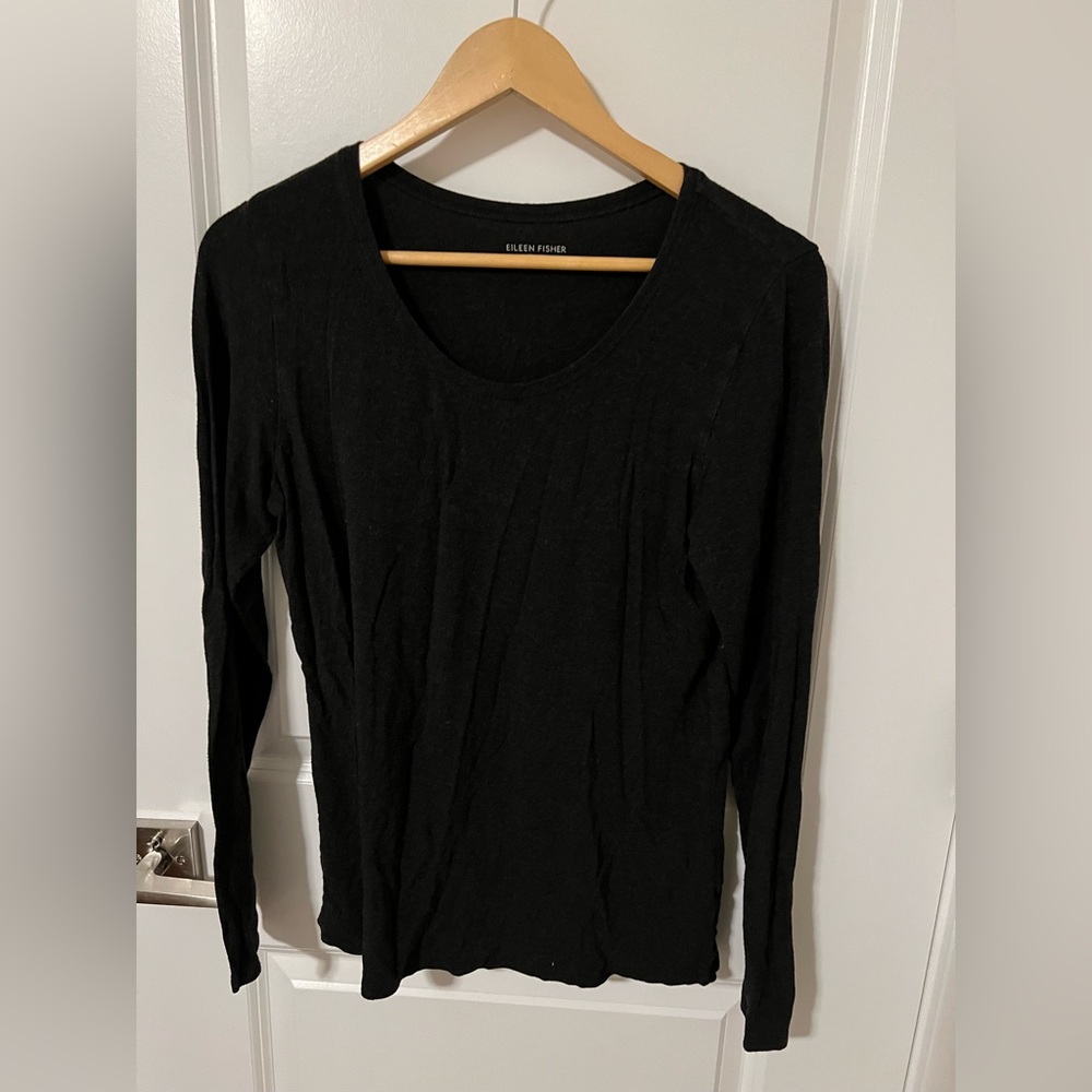 Eileen Fisher dark gray long sleeve tee shirt